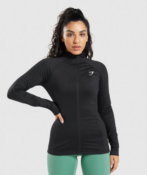 Kurtka Gymshark Treningowe Damskie Czarne | PL 471QWD